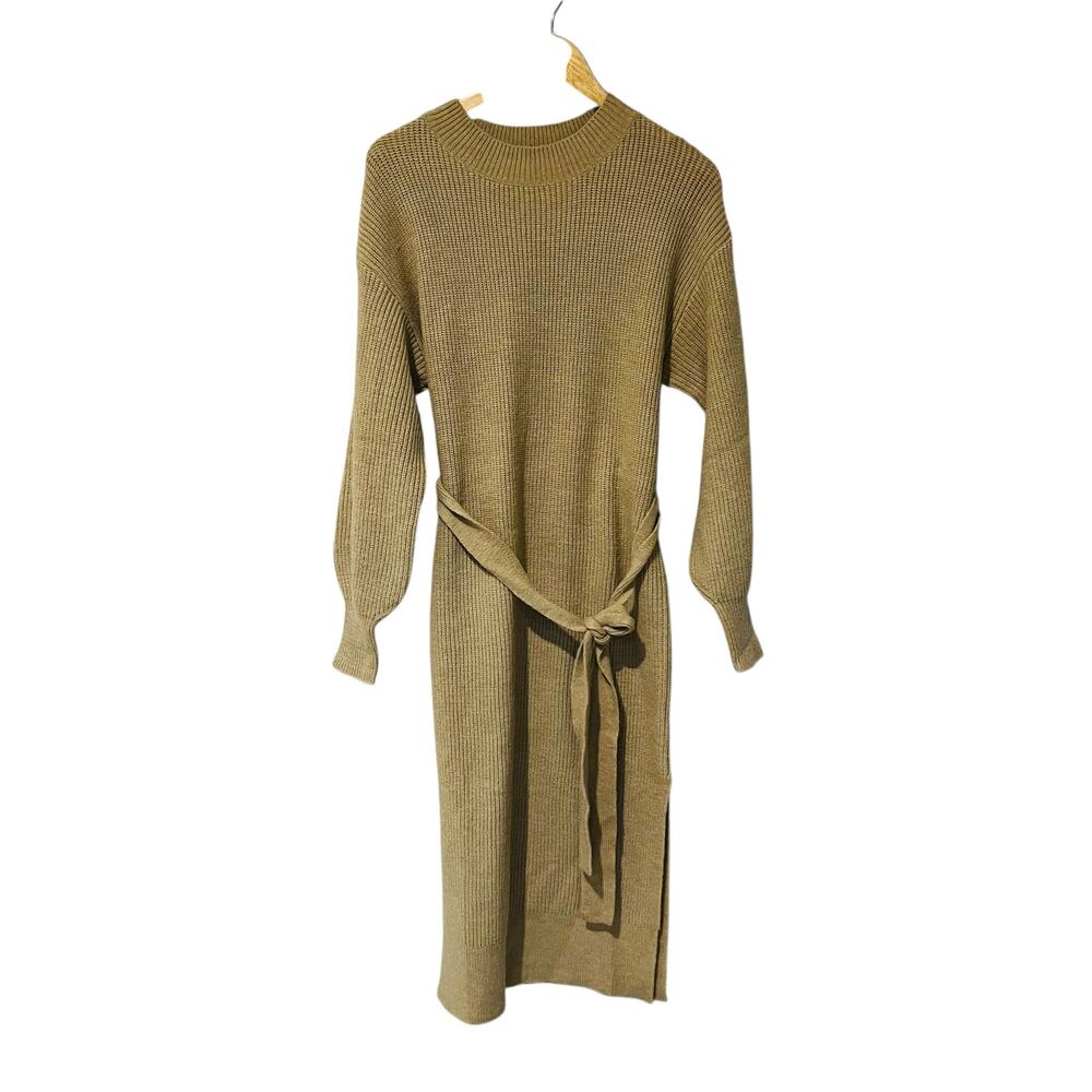 Annie Wear Tan Crew Neck Ribbed Sweater Size M Medium